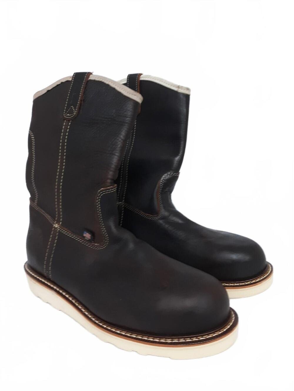 Thorogood 804-4939 Men Work Boots 11 2E Wide Steel Toe Pull On Wellington Wedge